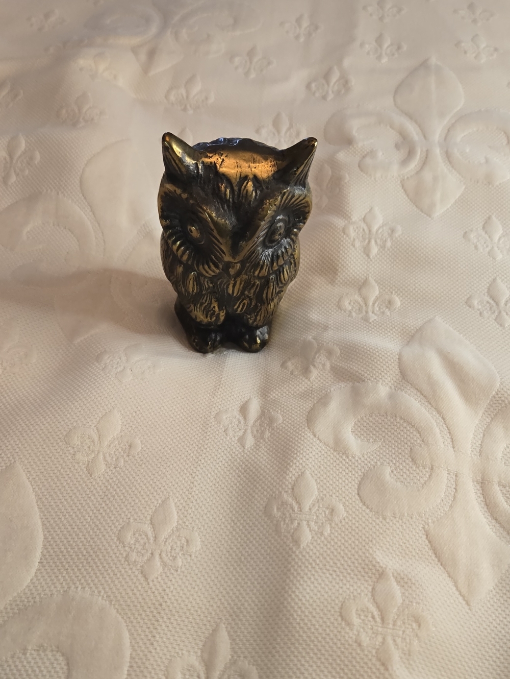 Solid Brass Owl Figurine - Small Decorative Accent